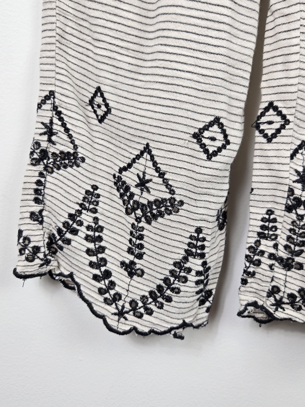 Zara Girls Embroidered Eyelet 2Pc Set Boho Cottagecore Stripe Top 7Y Pants 8Y - Picture 9 of 12
